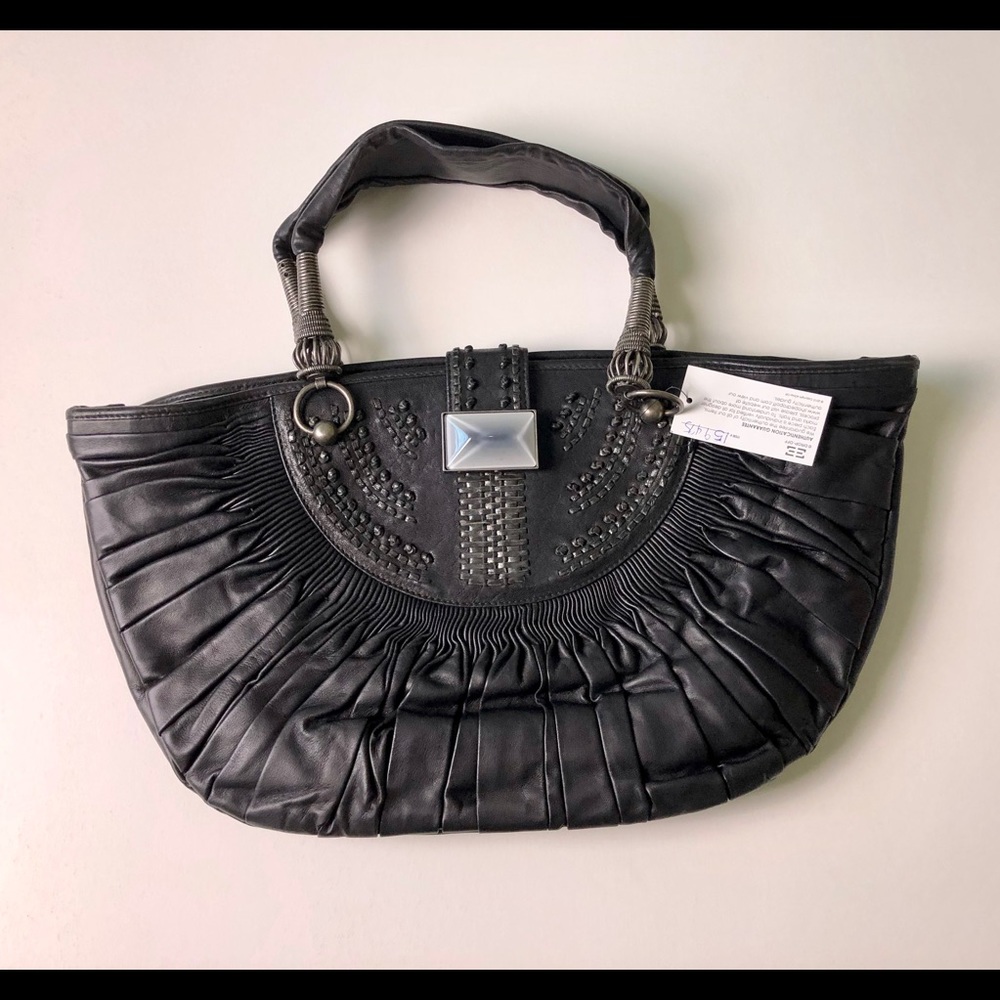 CHRISTIAN DIOR Lambskin Plisse Pleated Basket Tote